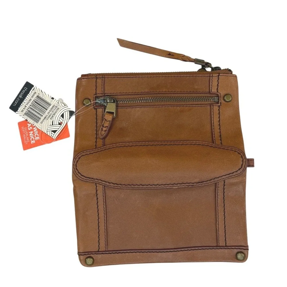 The Sak Silverlake Leather Soft Wallet Wristlet Tobacco Brown 1000072167 NEW
